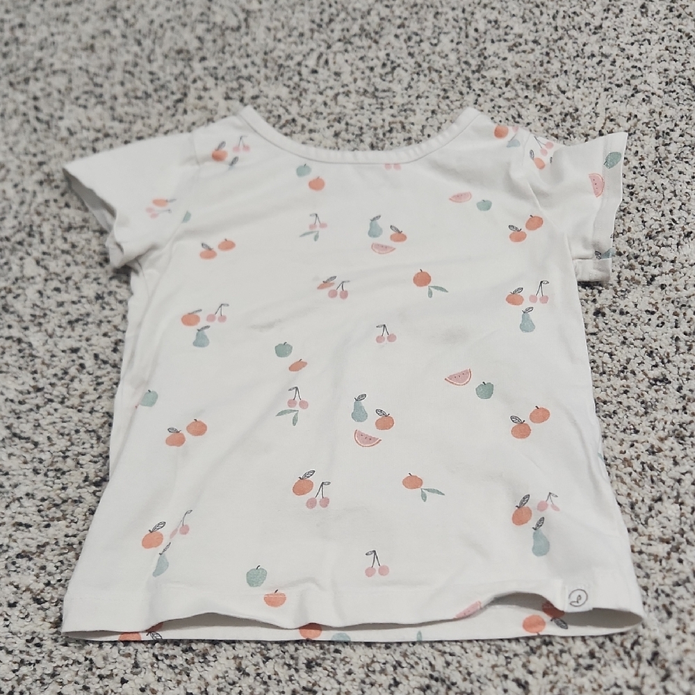 Charming Fruit Pattern Toddler Girls Tee - White & Pastel